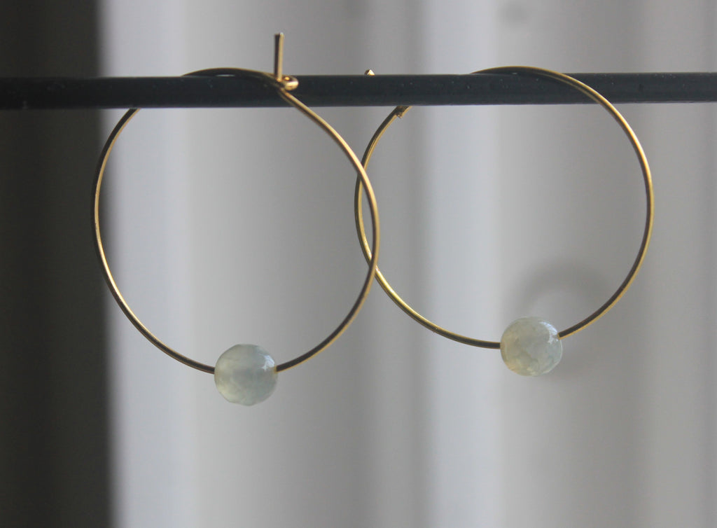 Single Bead Agate Hoop