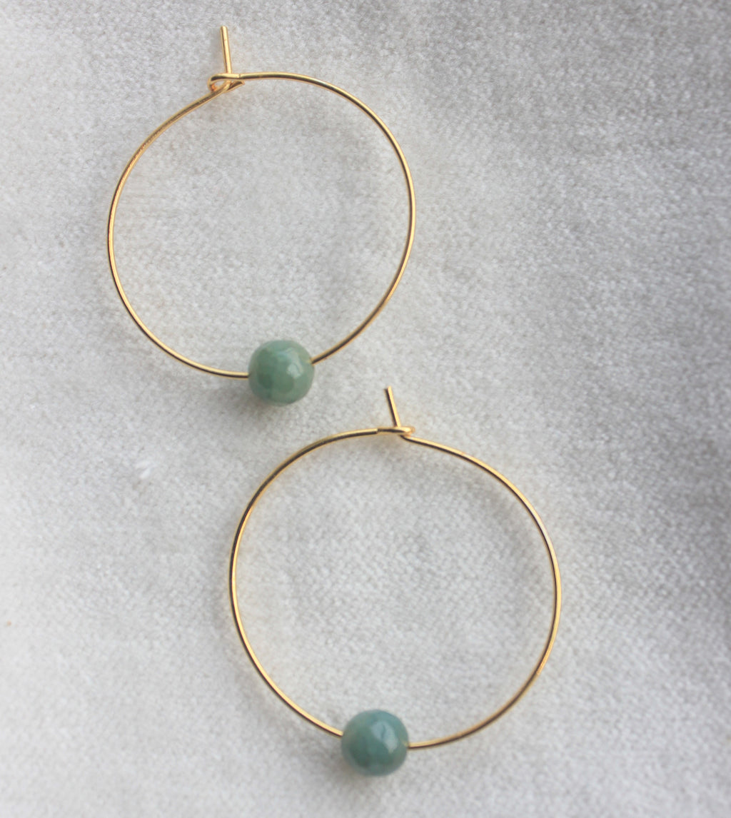 Single Bead Agate Hoop