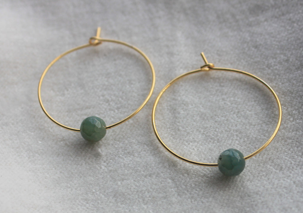 Single Bead Agate Hoop