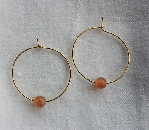 Single Bead Agate Hoop