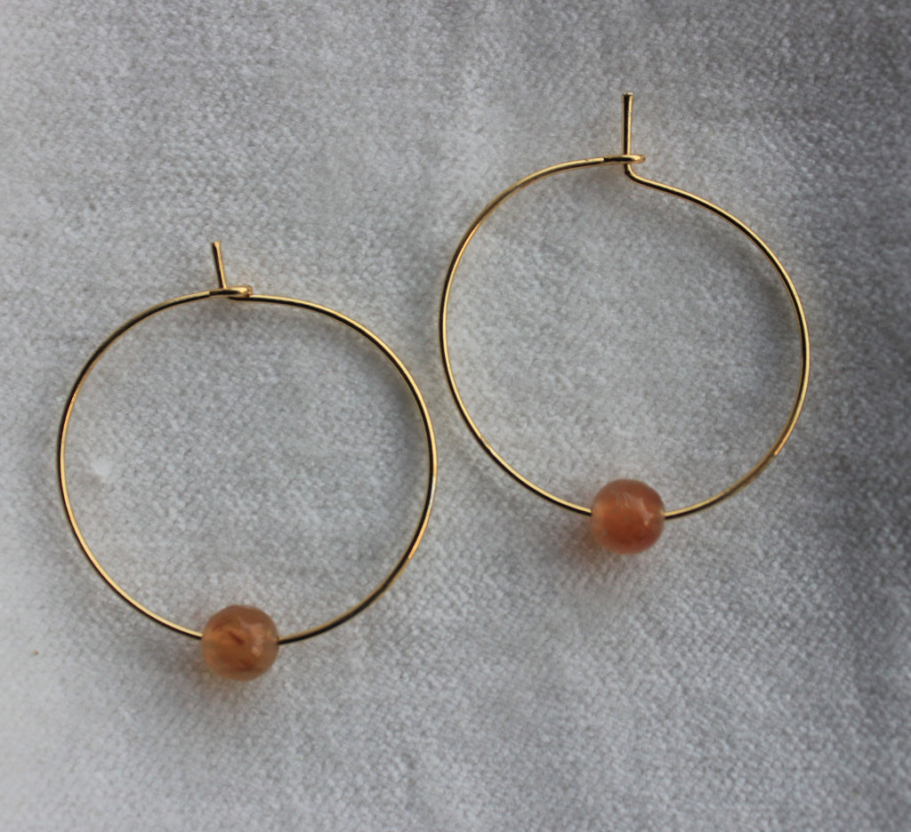 Single Bead Agate Hoop